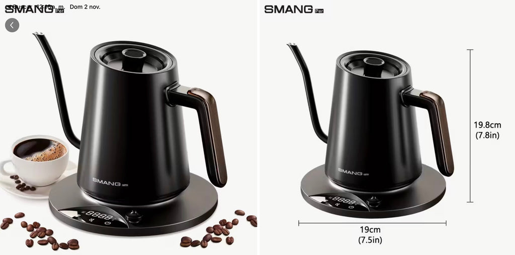 Cafetera eléctrica de cuello de ganso SMANG 1200W con control de temperatura ±1°C,